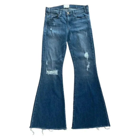 McGuire Majorelle Flare Jeans Distressed Raw Hem Oceana Wash Size 28 - Picture 1 of 8